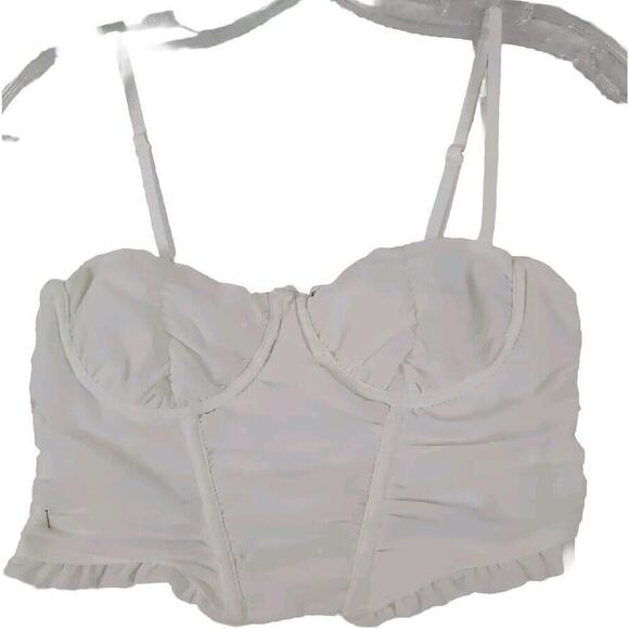 TicToc White Nylon Bra Bralette Bustier Corset Size M Crop Top. - Picture 9 of 9